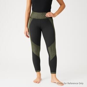 Textured Seamless Leggings Green Black High Waist Compression Women L Stretch